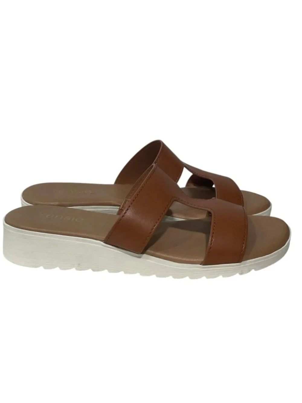 Kensie Elena H Band Slide Sandals Women’s Size 8 Cognac Brown NEW